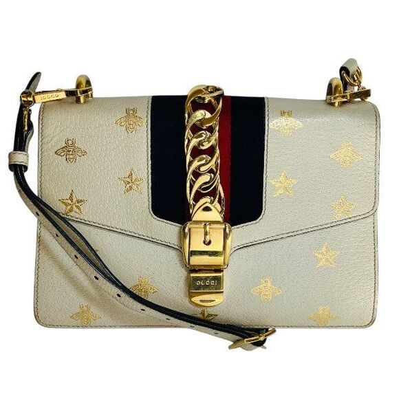 Gucci Handbags - Gucci Sylvie Bee & Star Leather Shoulder Bag